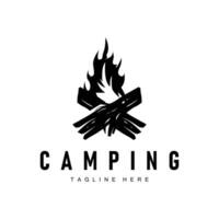 gemakkelijk vector buitenshuis camping logo, wild avontuur sjabloon met oud wijnoogst stijl