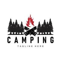 gemakkelijk vector buitenshuis camping logo, wild avontuur sjabloon met oud wijnoogst stijl