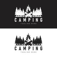 gemakkelijk vector buitenshuis camping logo, wild avontuur sjabloon met oud wijnoogst stijl