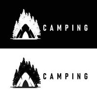 gemakkelijk vector buitenshuis camping logo, wild avontuur sjabloon met oud wijnoogst stijl