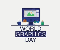 wereld grafische dag met computer vectorontwerp vector