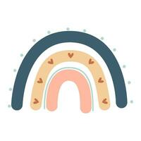 een regenboog en wolk icoon Aan een wit achtergrond boho kinderen kleurrijk speels zon maan bloem wolk vector