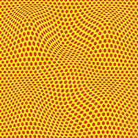 modern gemakkelijk abstract rood kleur klein polka punt cirkel golvend vervormen patroon kunst Aan geel kleur achtergrond vector