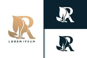 r brief logo ontwerp met schoonheid gezicht concept idee vector