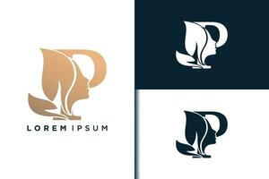 p brief logo ontwerp met schoonheid gezicht concept idee vector