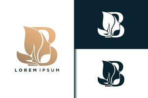 b brief logo ontwerp met schoonheid gezicht concept idee vector