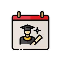 vector diploma uitreiking datum icoon in gemakkelijk gekleurde schets stijl