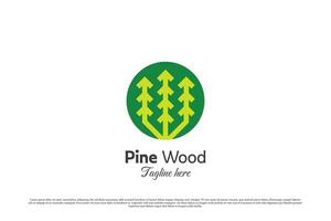 pijnboom Woud logo ontwerp illustratie. silhouetten van pijnboom bomen 3 natuur tuinen beschermde bossen planten eco bio vers groen planten. minimalistische modern gewoontjes abstract gemakkelijk vlak icoon symbool. vector