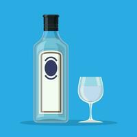 fles van gin met schot glas. vector