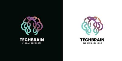 hersenen logo ontwerp illustratie, technologie logo ontwerp sjabloon, vrij vector