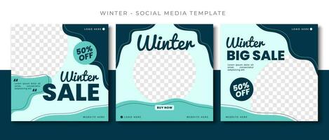 winter uitverkoop blauw sociaal media post sjabloon ontwerp, evenement Promotie plein banier vector