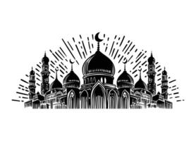 Ramadan kareem tekening moskee illustratie vector