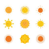 Sun Clipart Set Vector-collectie vector