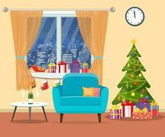 Kerstmis kamer interieur. vector