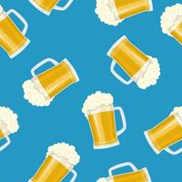 naadloos patroon mok van bier. bar kaart. alcohol partij achtergrond. pint bier. bier poster. vector illustratie in vlak stijl