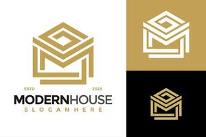 brief m modern huis logo ontwerp vector symbool icoon illustratie