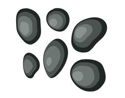 reeks zwart basalt stenen voor massage, spa salon accessoire. vector illustratie in vlak stijl