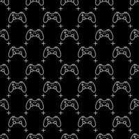 draadloze video spel controleur vector gamepad zwart naadloos patroon in schets stijl