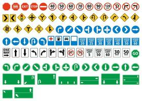 reeks van verkeer teken, verkeer weg teken verzameling geïsoleerd Aan wit achtergrond. vector