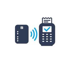 contactloos betalen met kaart en pos-terminal, vectorpictogram vector