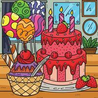 verjaardag taart met ijs room gekleurde tekenfilm vector