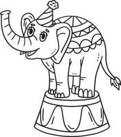 olifant Aan circus podium geïsoleerd kleur bladzijde vector
