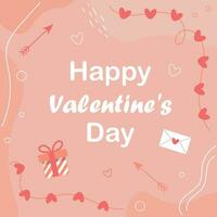 vector illustratie gelukkig valentijnsdag dag achtergrond met harten en geschenk, valentijnsdag dag groet kaart