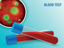 test buizen met bloed voor analyse. positief resultaat voor de aanwezigheid van de virus in de bloed. vector illustratie.