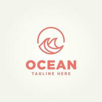 geïsoleerd oceaan zee Golf minimalistische lijn kunst logo sjabloon vector illustratie ontwerp. gemakkelijk modern surfer, toevlucht hotels, vakantie embleem logo concept