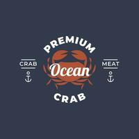 wijnoogst premie krab zeevruchten restaurant icoon logo sjabloon vector illustratie ontwerp. klassiek retro vis restaurants, zee krab, zeevruchten embleem logo concept