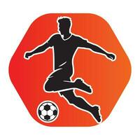 Amerikaans voetbal speler rennen met bal binnen een vorm van zeshoek vector illustratie
