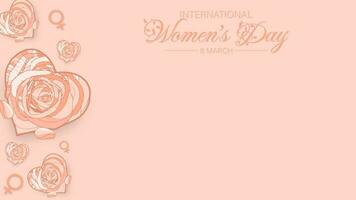Internationale vrouwen dag 8 maart met perzik dons kleuren vector