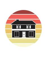 huis retro zonsondergang ontwerpsjabloon vector