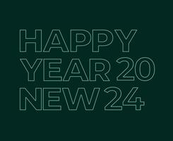 gelukkig nieuw jaar 2024 abstract neon grafisch ontwerp vector logo symbool illustratie met groen achtergrond