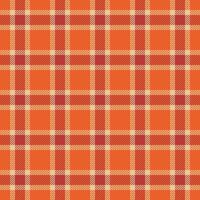 funky controleren plaid textiel, lay-out patroon Schotse ruit vector. honden tand naadloos kleding stof structuur achtergrond in oranje en rood kleuren. vector