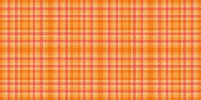 verpakking patroon controleren textuur, prestatie kleding stof plaid naadloos. diagram vector achtergrond textiel Schotse ruit in oranje en Lucky oranje kleuren.