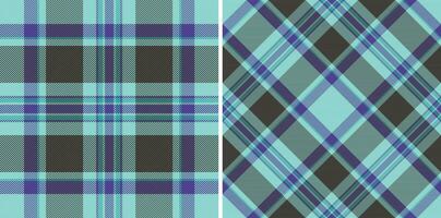 plaid controleren textiel van patroon Schotse ruit naadloos met een kleding stof achtergrond vector textuur. reeks in donker kleuren voor luxueus bed linnengoed.