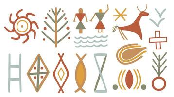 symbolen van trypillian cultuur. heidens- tekens van cucuteni. vector