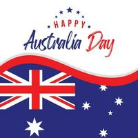 gelukkig Australië dag belettering. schoonschrift met vlag kaart van Australië . vector illustratie