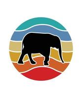 olifant retro zonsondergang ontwerpsjabloon vector