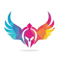 spartaans krijger helm met Vleugels embleem insigne logo ontwerp vector