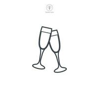 proost Champagne bril icoon symbool vector illustratie geïsoleerd Aan wit achtergrond