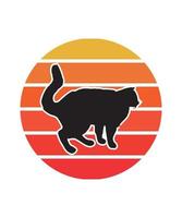 katten retro zonsondergang ontwerpsjabloon vector