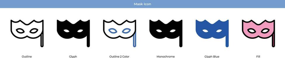 masker nieuw jaar icoon reeks vector