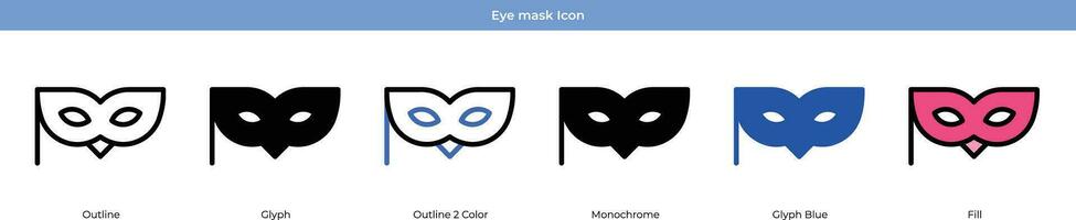 oog masker nieuw jaar icoon reeks vector