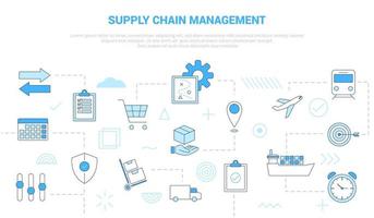 scm supply chain management concept met icon set template vector