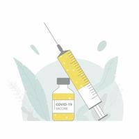 ampul met covid-19 vaccin en spuit vector