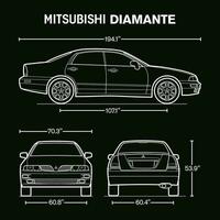 2003 mitsubishi diamante auto blauwdruk vector