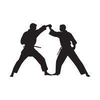 krijgshaftig kunsten vechter. silhouet van een karate Mens. vector illustratie.