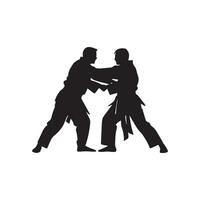 krijgshaftig kunsten vechter. silhouet van een karate Mens. vector illustratie.